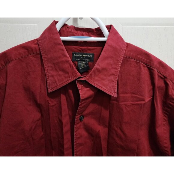 Banana Republic Stretch Classic Red Long Sleeve Button Up Shirt Size Large - Picture 2 of 10
